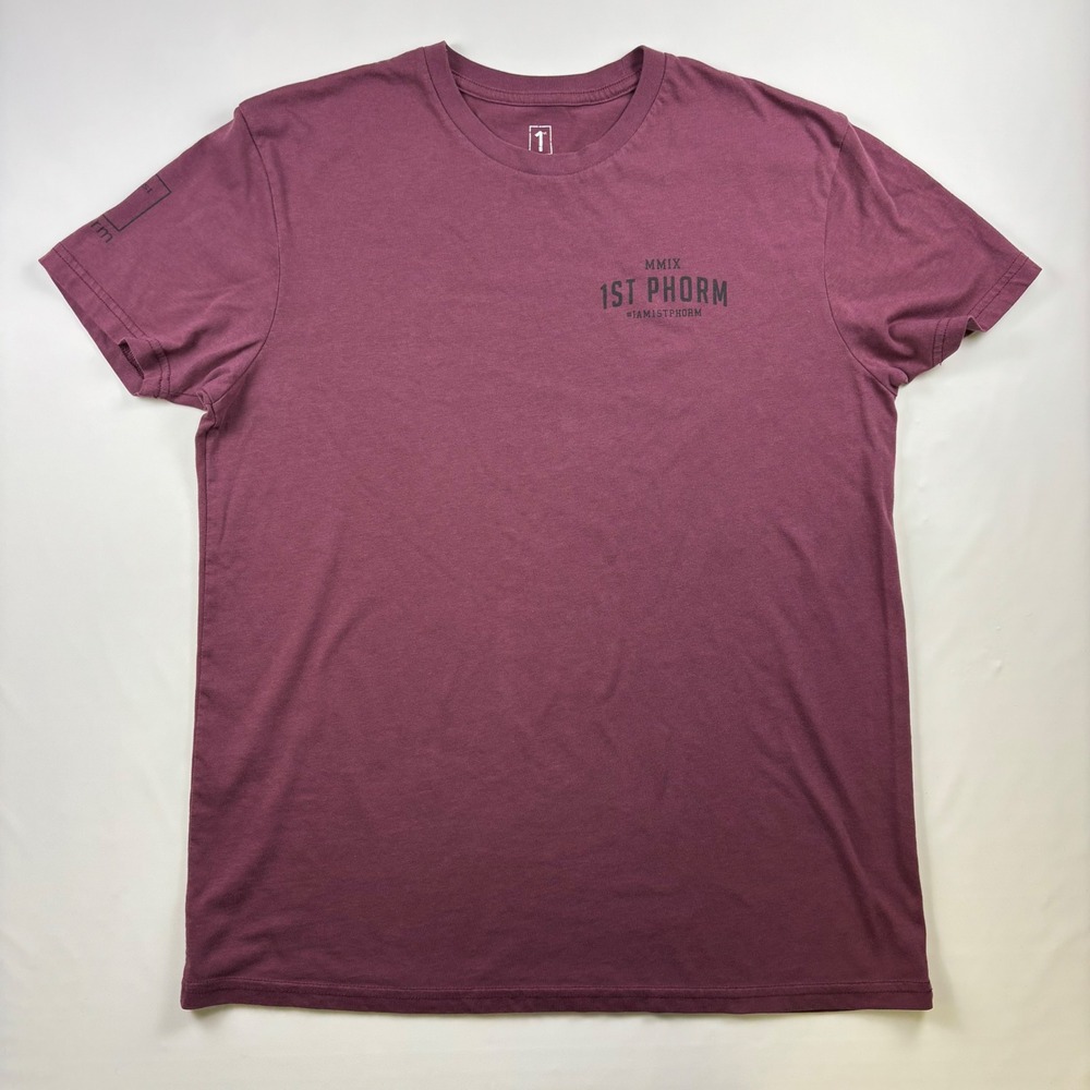 1st Phorm Mens Graphic T-Shirt Medium Maroon Short Sleeve Crew Neck Athletic Tee